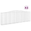 vidaXL Paniers &agrave; gabions arqu&eacute;s 3 pcs 400x30x120/140 cm Fer galvanis&eacute;