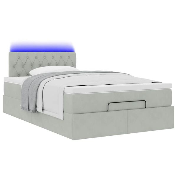 vidaXL Cadre de lit ottoman et matelas gris clair 120x200 cm velours