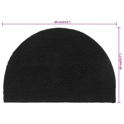 vidaXL Tapis de porte noir demi-rond 40x60 cm fibre de coco touffeté