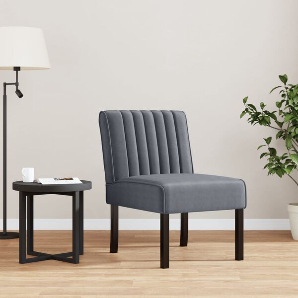 vidaXL Fauteuil sans accoudoirs gris foncé velours