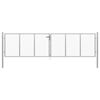 vidaXL Portail de jardin en acier galvanis&eacute; 400 x 100 cm argent&eacute;