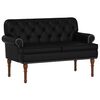 vidaXL Canap&eacute; love seat avec capitonnage en boutons Noir Simili cuir