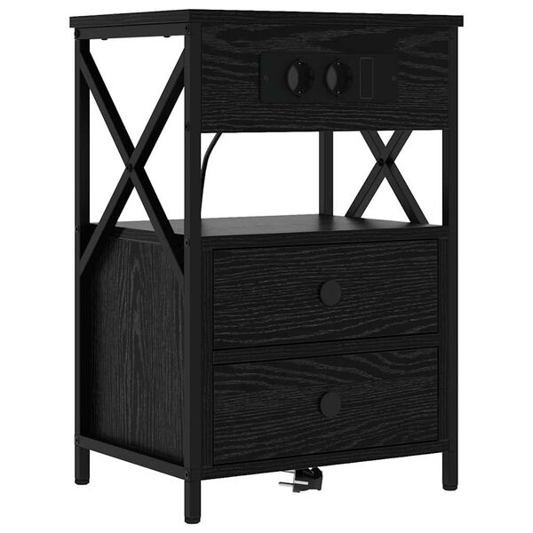 vidaXL Cabinet de chevet Ch&ecirc;ne noir 40 x 31 x 60 cm Bois d'ing&eacute;nierie