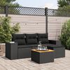 vidaXL Salon de jardin 5 pcs avec coussins noir r&eacute;sine tress&eacute;e