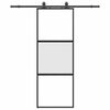 vidaXL Porte coulissante kit quincaillerie noir 76x205 cm verre tremp&eacute;