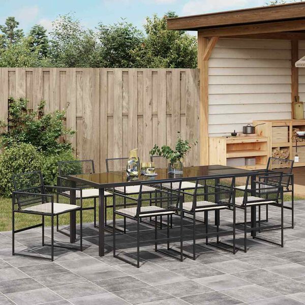 vidaXL Ensemble de salle &agrave; manger pour jardin 9 pcs Noir
