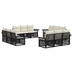 vidaXL Ensemble de canap&eacute; de jardin 12 pc Noir polyrotin
