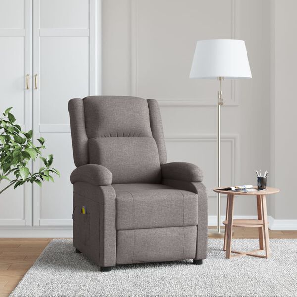 vidaXL Fauteuil de massage Taupe Tissu
