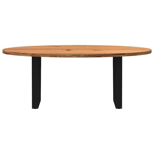 vidaXL Table à manger marron clair bois de chêne massif ovale