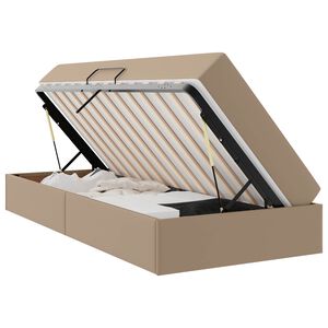 vidaXL Lit avec rangement et matelas 2 pcs Cappuccino Cuir