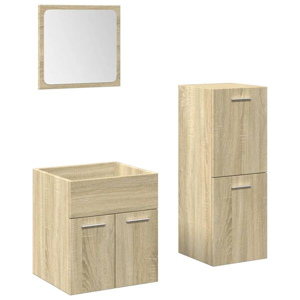 vidaXL Ensemble de meubles de salle de bain 3 pcs ch&ecirc;ne sonoma