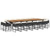 vidaXL Ensemble &agrave; manger de jardin 17 pcs coussins noir r&eacute;sine tress&eacute;e