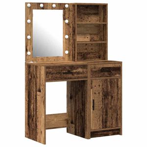 vidaXL Ensemble de table de maquillage avec LED 2 pcs Bois ancien