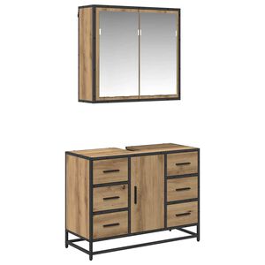 vidaXL Ensemble de mobilier de salle de bain 2 pc Ch&ecirc;ne artisanal