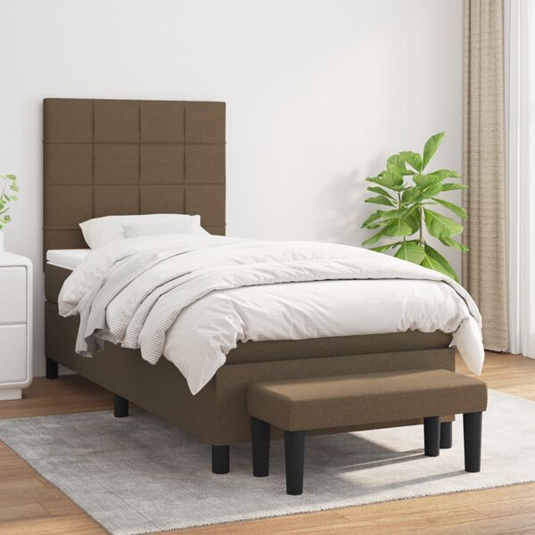 vidaXL Sommier &agrave; lattes de lit avec matelas Marron fonc&eacute; 100x200 cm
