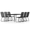 vidaXL Ensemble &agrave; manger de jardin 7 pcs Noir