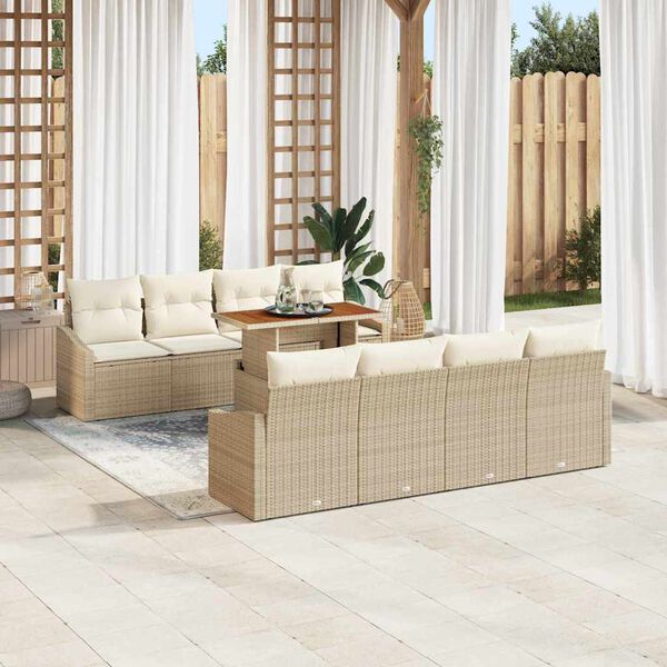 vidaXL Ensemble de salle &agrave; manger pour jardin 9 pcs Beige et cr&egrave;me