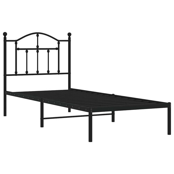 vidaXL Cadre de lit m&eacute;tal sans matelas avec t&ecirc;te de lit noir 90x200 cm