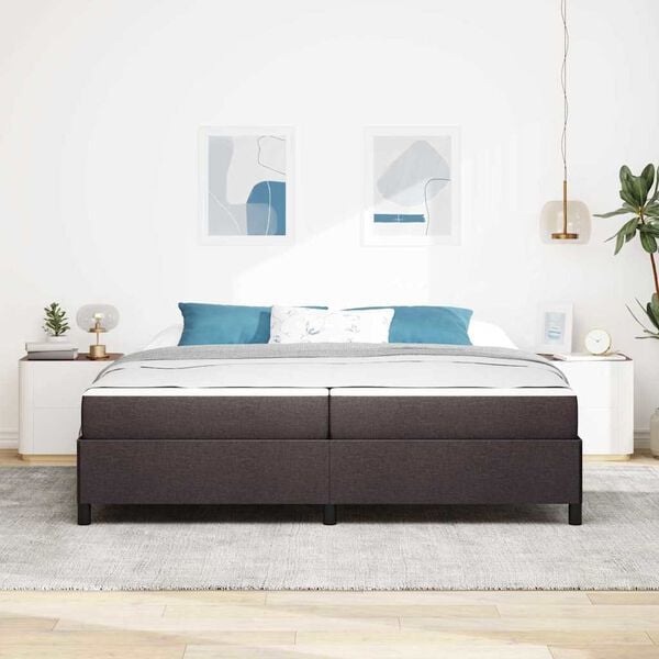 vidaXL Lit &agrave; ressorts avec matelas Marron fonc&eacute; 200 x 200 cm tissu
