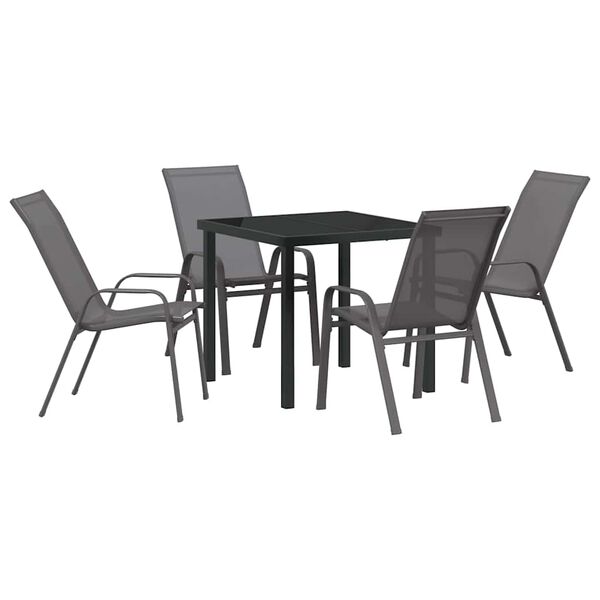 vidaXL Ensemble de salle &agrave; manger pour jardin 5 pcs Gris et Noir