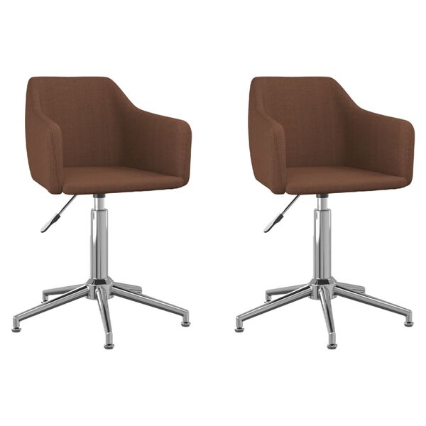 vidaXL Chaises pivotantes &agrave; manger lot de 2 marron tissu