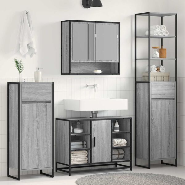 vidaXL Cabinet de salle de bain Gris Sonoma 40 x 30 x 100 cm