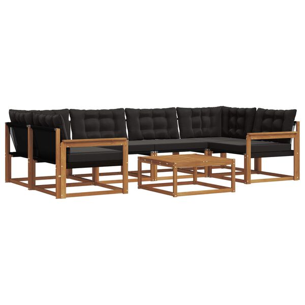 vidaXL Ensemble de canap&eacute;s d'ext&eacute;rieur 7 pcs Naturel et Noir