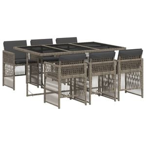 vidaXL Ensemble &agrave; manger de jardin et coussins 7 pcs gris rotin