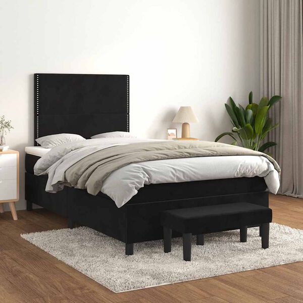 vidaXL Sommier &agrave; lattes de lit avec matelas noir 120x190 cm velours