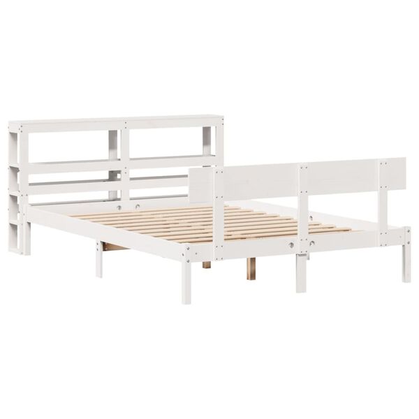 vidaXL Cadre de lit sans matelas blanc 135x190 cm bois de pin massif