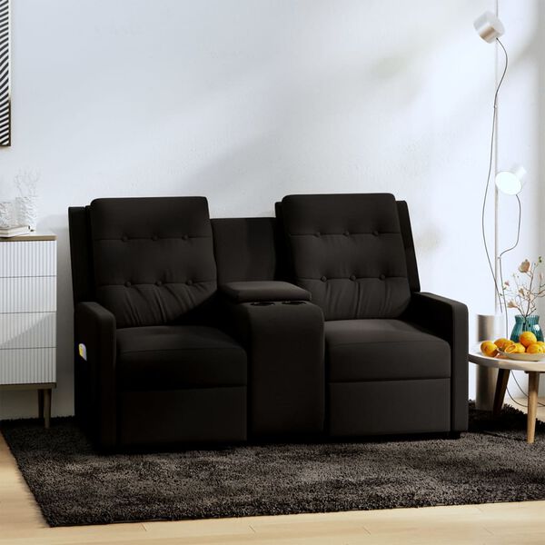 vidaXL Fauteuil de massage inclinable et porte-gobelet 2 places noir