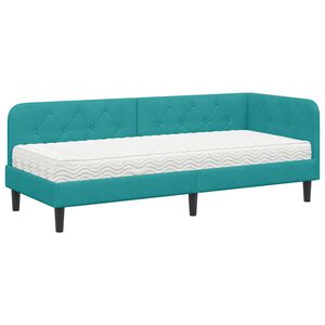 vidaXL Cadre de lit d'angle Turquoise 80 x 200 cm Velours