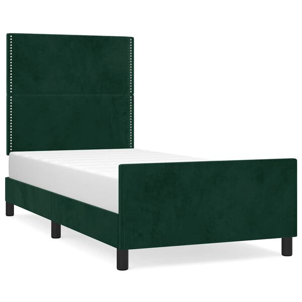 vidaXL Cadre de lit sans matelas vert fonc&eacute; 90x190 cm velours