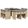 vidaXL Ensemble &agrave; manger de jardin et coussins 9 pcs m&eacute;lange beige