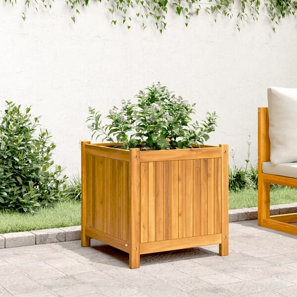 vidaXL Jardini&egrave;re avec doublure 50x50x50 cm bois massif d'acacia