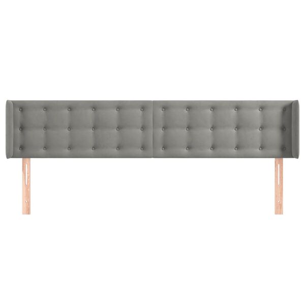vidaXL T&ecirc;te de lit avec oreilles Gris clair 163x16x78/88 cm Velours