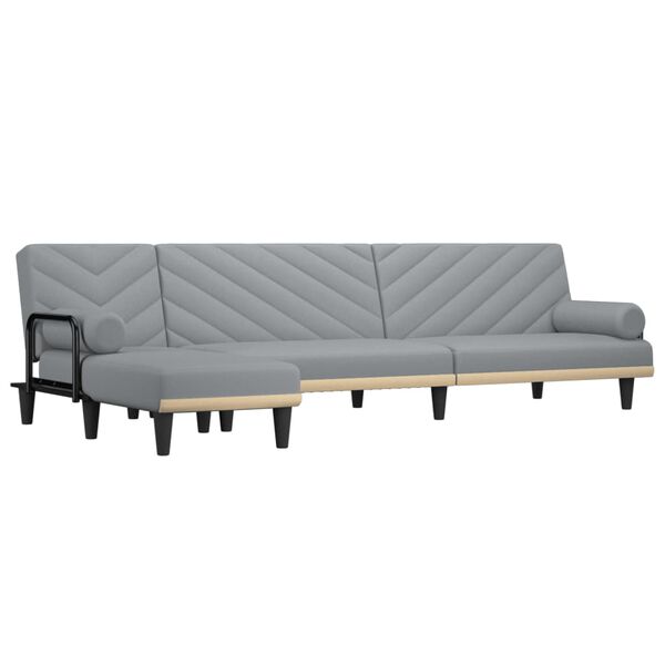 vidaXL Canap&eacute;-lit en forme de L gris clair 260x140x70 cm tissu