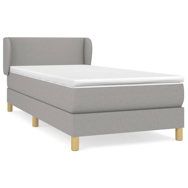 vidaXL Sommier &agrave; lattes de lit avec matelas Gris clair 90x200 cm Tissu