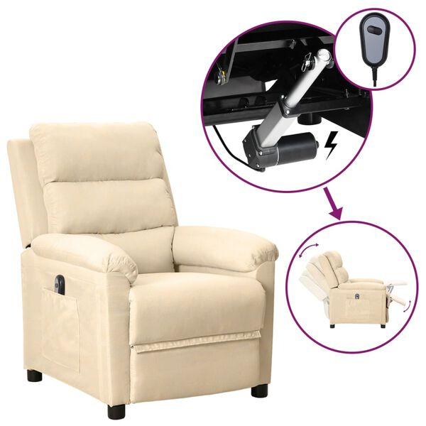 vidaXL Fauteuil inclinable &eacute;lectrique Cr&egrave;me Tissu