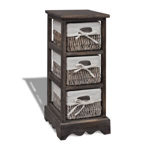 vidaXL &Eacute;tag&egrave;re de rangement Bois Marron 3 paniers en tissage