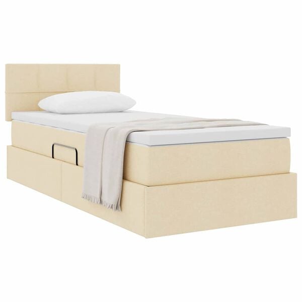 vidaXL Lit avec rangement et matelas avec matelas Cr&egrave;me 100 x 200 cm