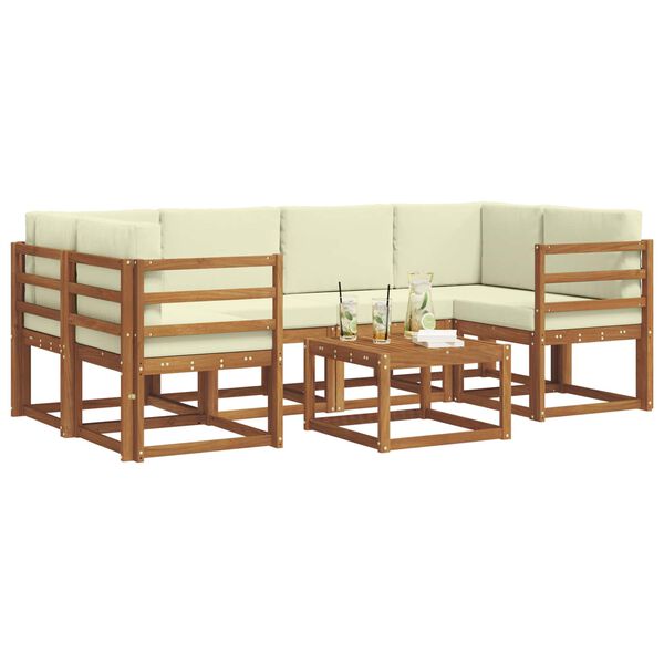vidaXL Ensemble de canap&eacute;s d'ext&eacute;rieur 7 pcs Naturel et Cr&egrave;me