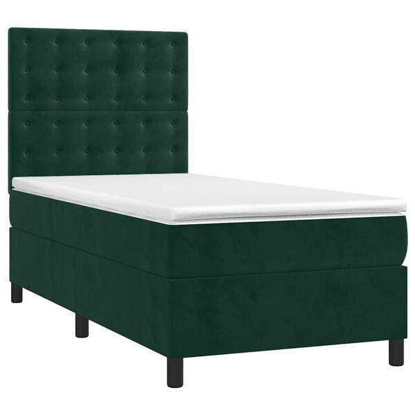 vidaXL Sommier &agrave; lattes de lit avec matelas Vert fonc&eacute; 90x200 cm