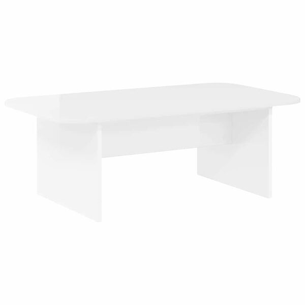 vidaXL Table basse Blanc brillant 93 x 53 x 33 cm Bois d'ing&eacute;nierie