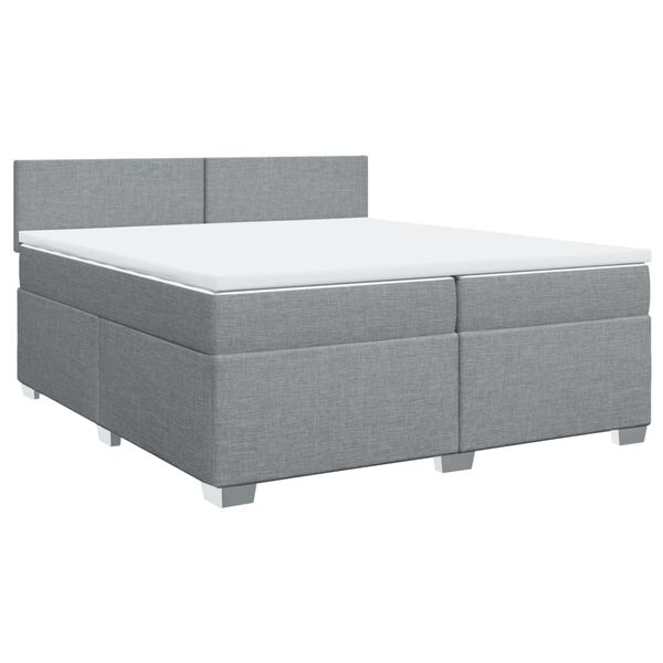 vidaXL Sommier &agrave; lattes de lit avec matelas Gris clair 200x200cm Tissu