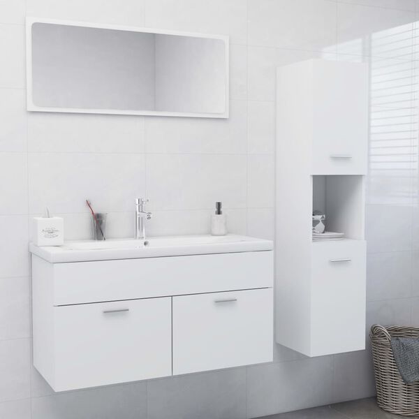 vidaXL Ensemble de meubles de salle de bain Blanc Agglom&eacute;r&eacute;