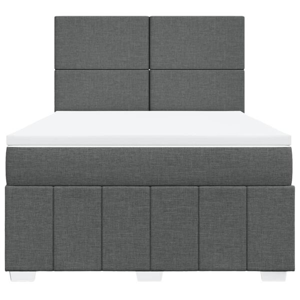 vidaXL Sommier à lattes de lit avec matelas Gris foncé 140x200cm Tissu