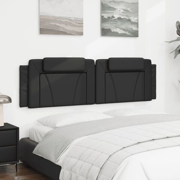 vidaXL Coussin de t&ecirc;te de lit Viana noir 180 cm similicuir