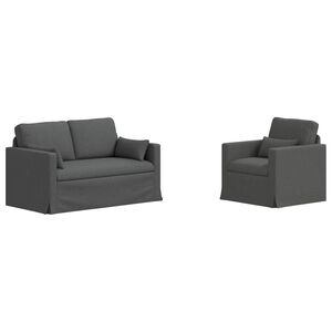 vidaXL Ensemble de Canap&eacute;s 2 pcs Gris fonc&eacute; 139 x 78 x 80 cm tissu