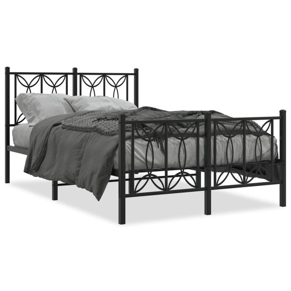 vidaXL Cadre de lit m&eacute;tal sans matelas avec pied de lit noir 120x190cm
